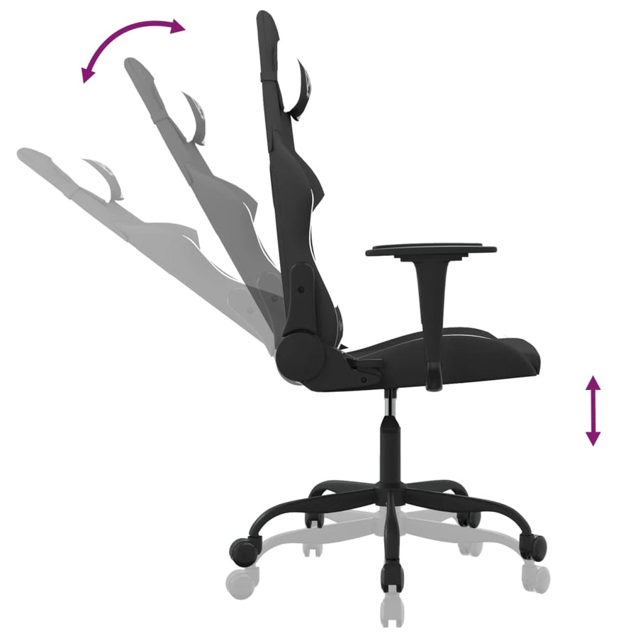 Massage gamestoel stof zwart en wit