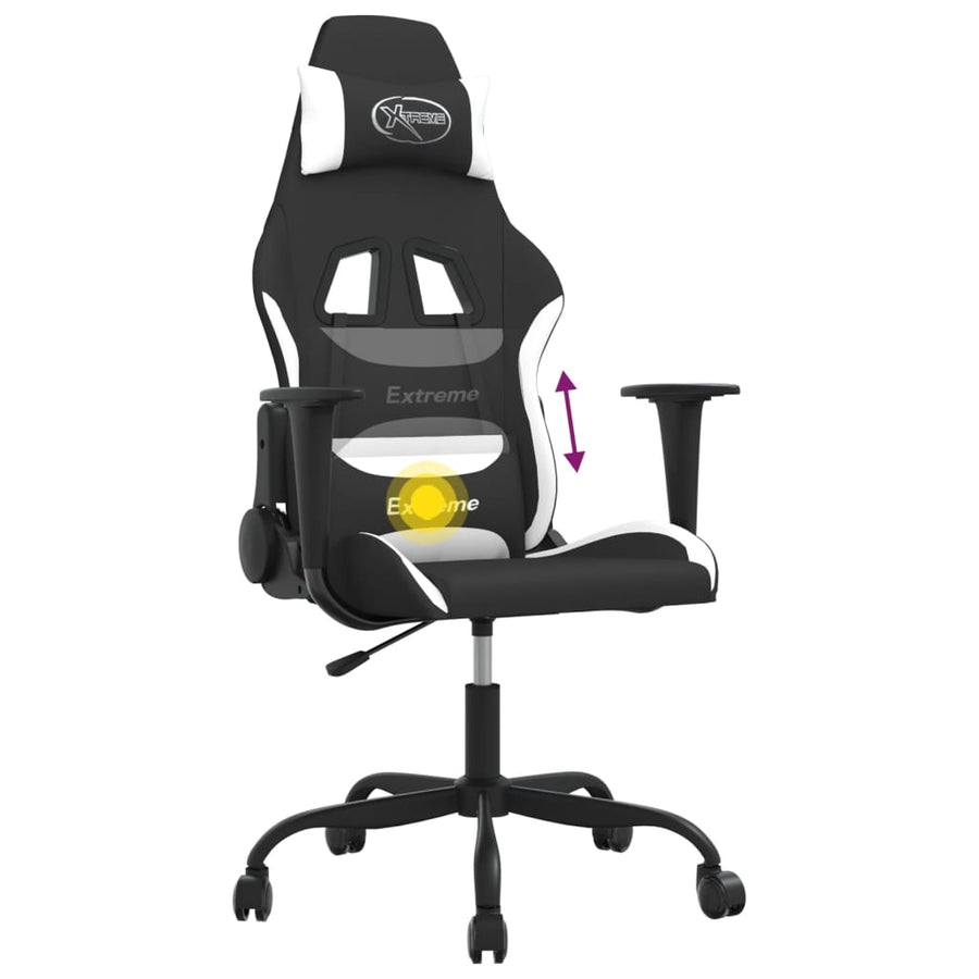 Massage gamestoel stof zwart en wit