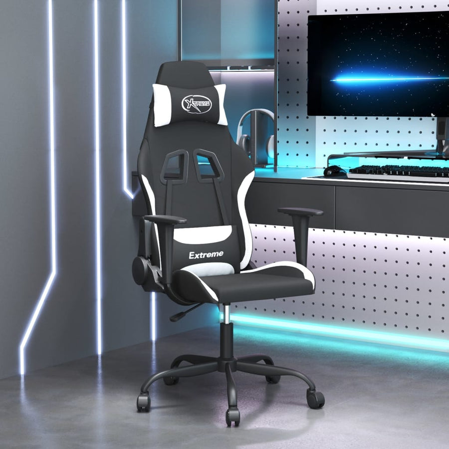 Massage gamestoel stof zwart en wit