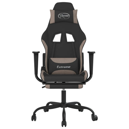 Massage gamestoel met voetensteun stof zwart en taupe