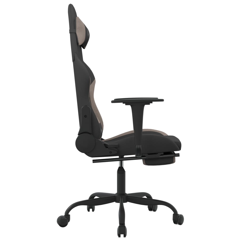 Massage gamestoel met voetensteun stof zwart en taupe