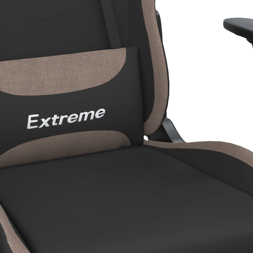 Massage gamestoel met voetensteun stof zwart en taupe