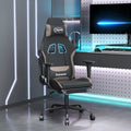 Massage gaming chair with footrest fabric black and taupe