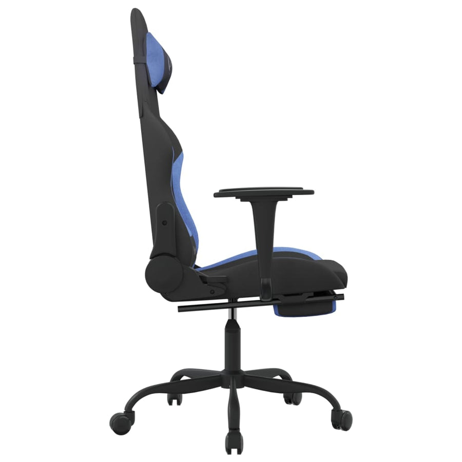 Massage gamestoel met voetensteun stof zwart en blauw Blauw Met voetensteun