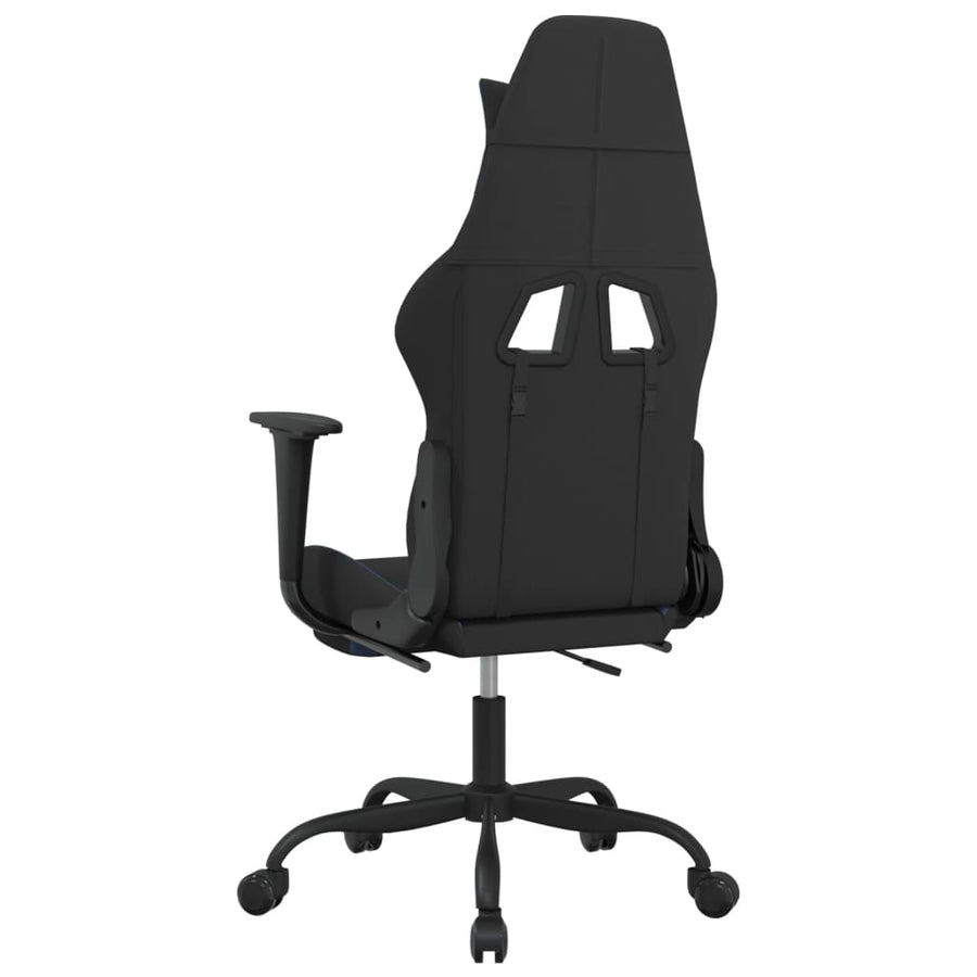 Massage gamestoel met voetensteun stof zwart en blauw Blauw Met voetensteun