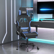 Gamestoel met voetensteun stof zwart blauw