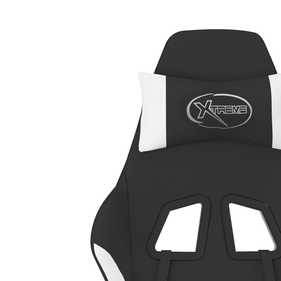 Massage gamestoel met voetensteun stof zwart en wit Wit Met voetensteun