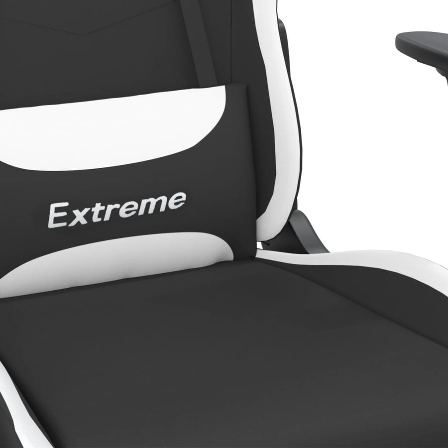 Massage gamestoel met voetensteun stof zwart en wit Wit Met voetensteun