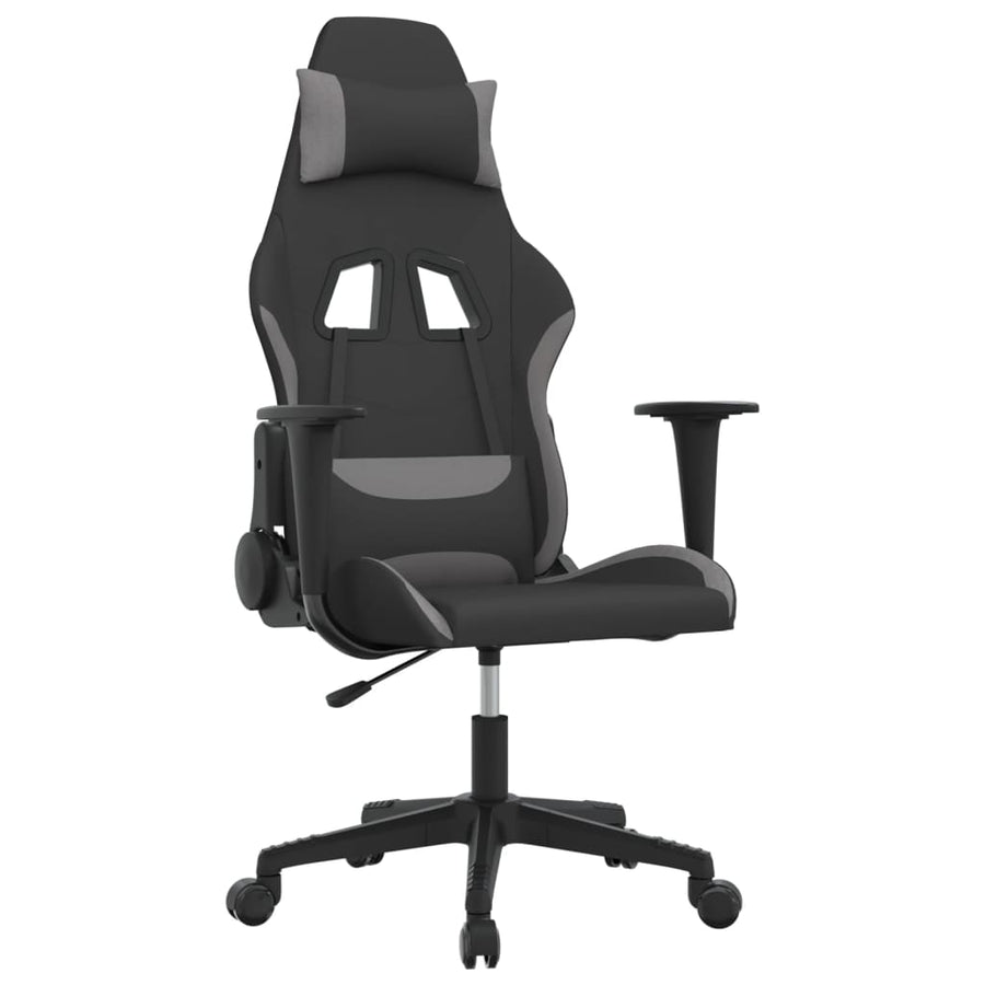 Massage gamestoel stof zwart en lichtgrijs