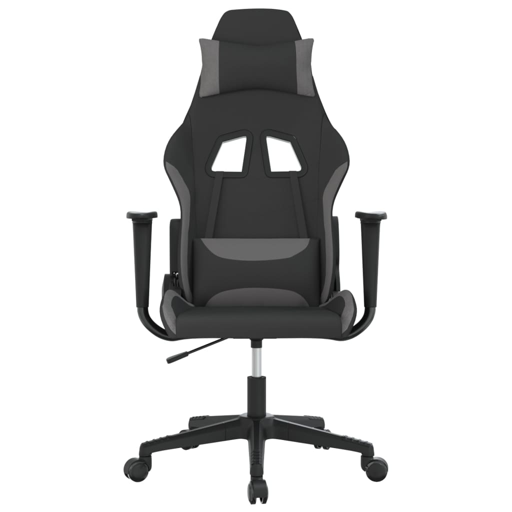 Massage gamestoel stof zwart en lichtgrijs