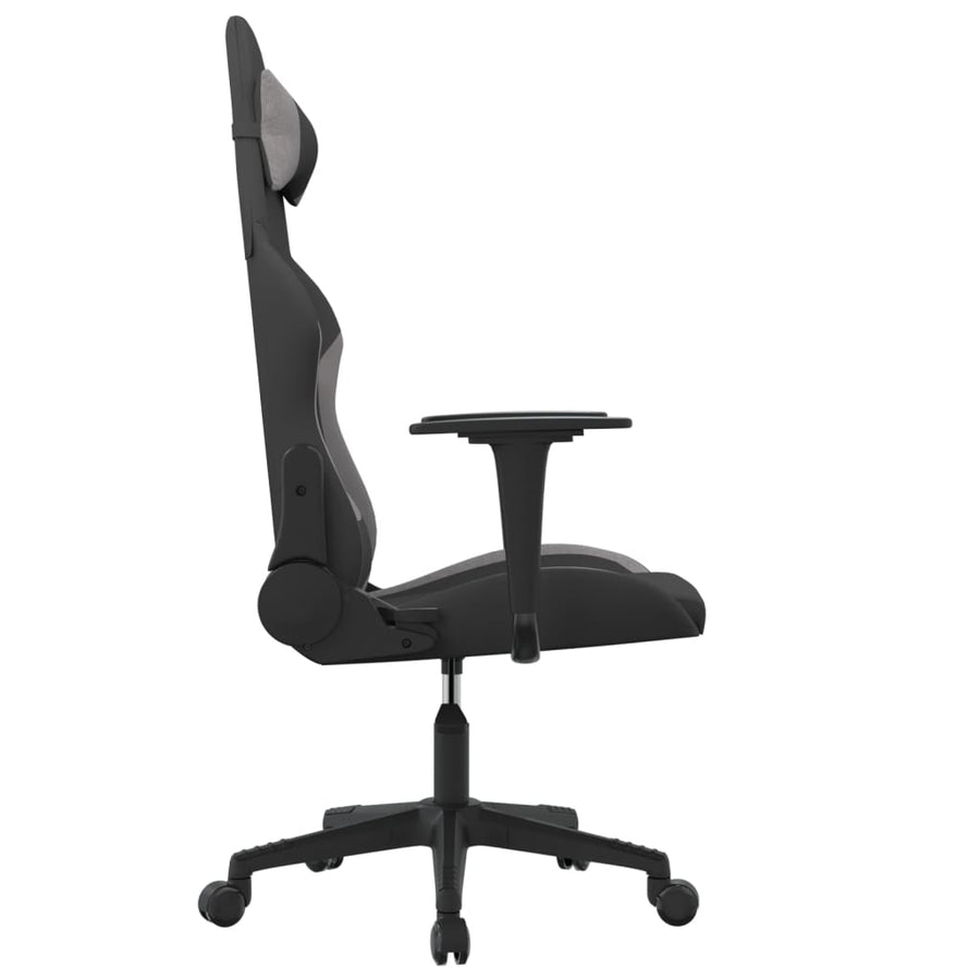 Massage gamestoel stof zwart en lichtgrijs
