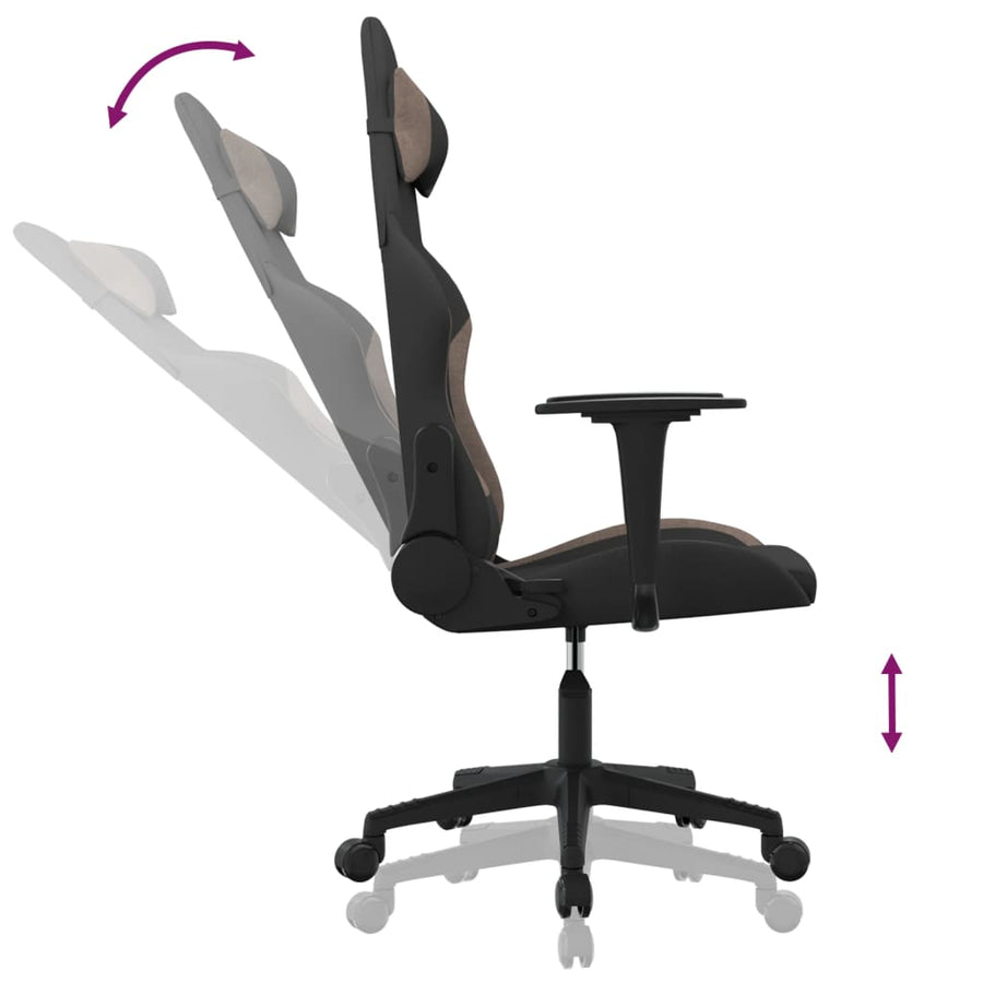 Massage gamestoel stof zwart en taupe