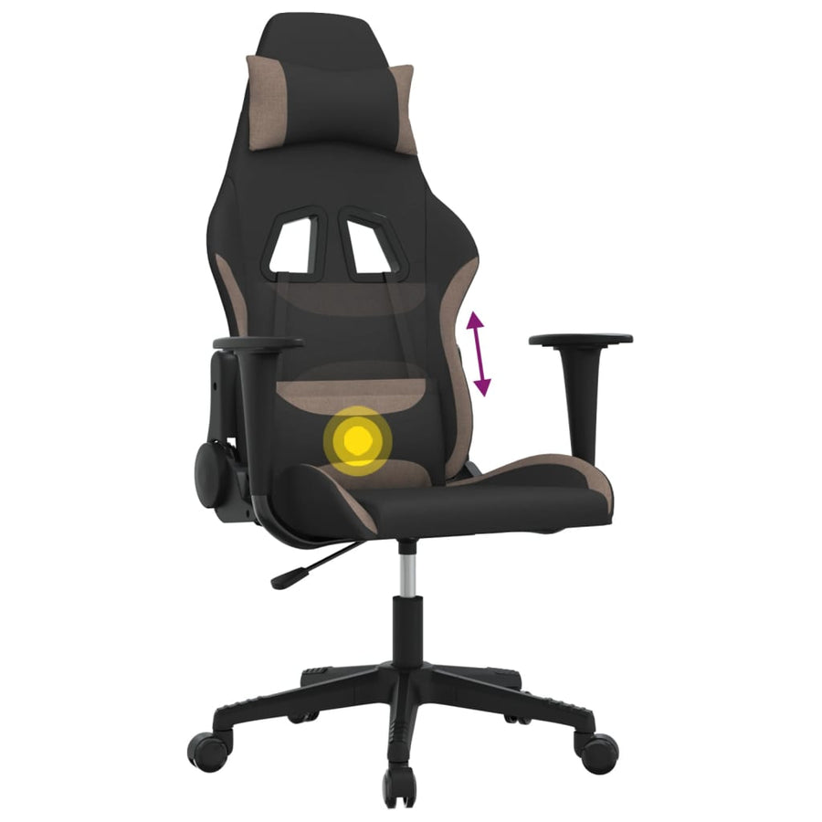 Massage gamestoel stof zwart en taupe