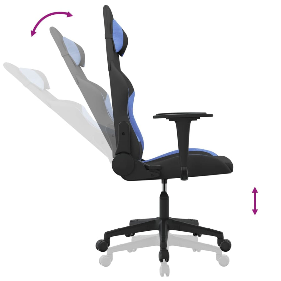 Massage gamestoel stof zwart en blauw