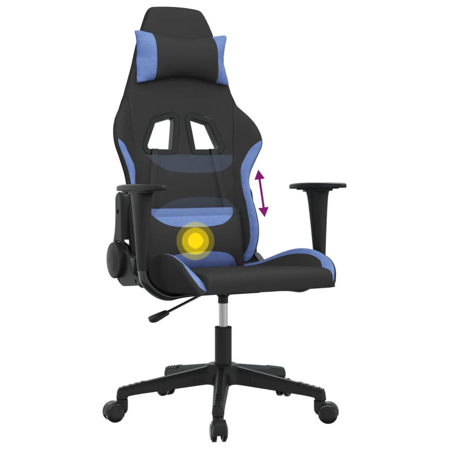 Massage gamestoel stof zwart en blauw