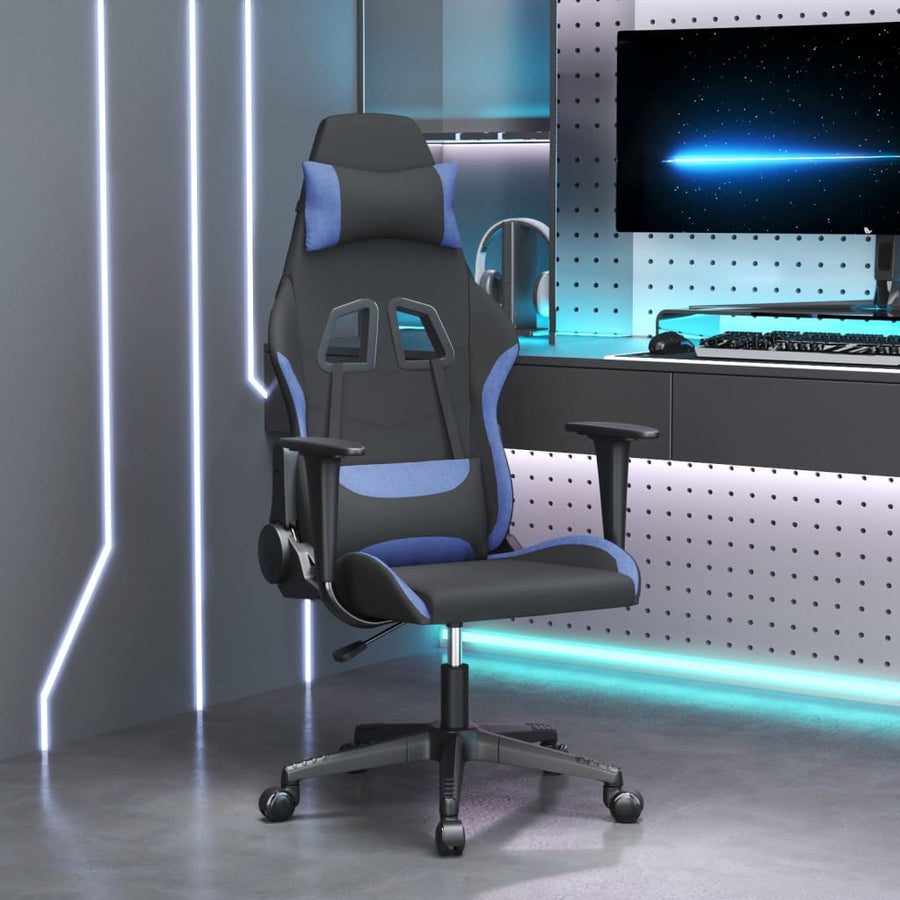 Massage gamestoel stof zwart en blauw