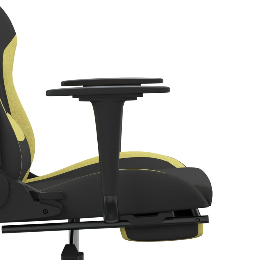 Massage gamestoel met voetensteun stof zwart en lichtgroen Lichtgroen Met voetensteun