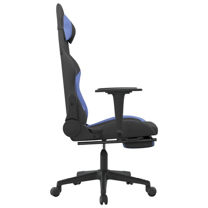 Massage gamestoel met voetensteun stof zwart en blauw Blauw Met voetensteun
