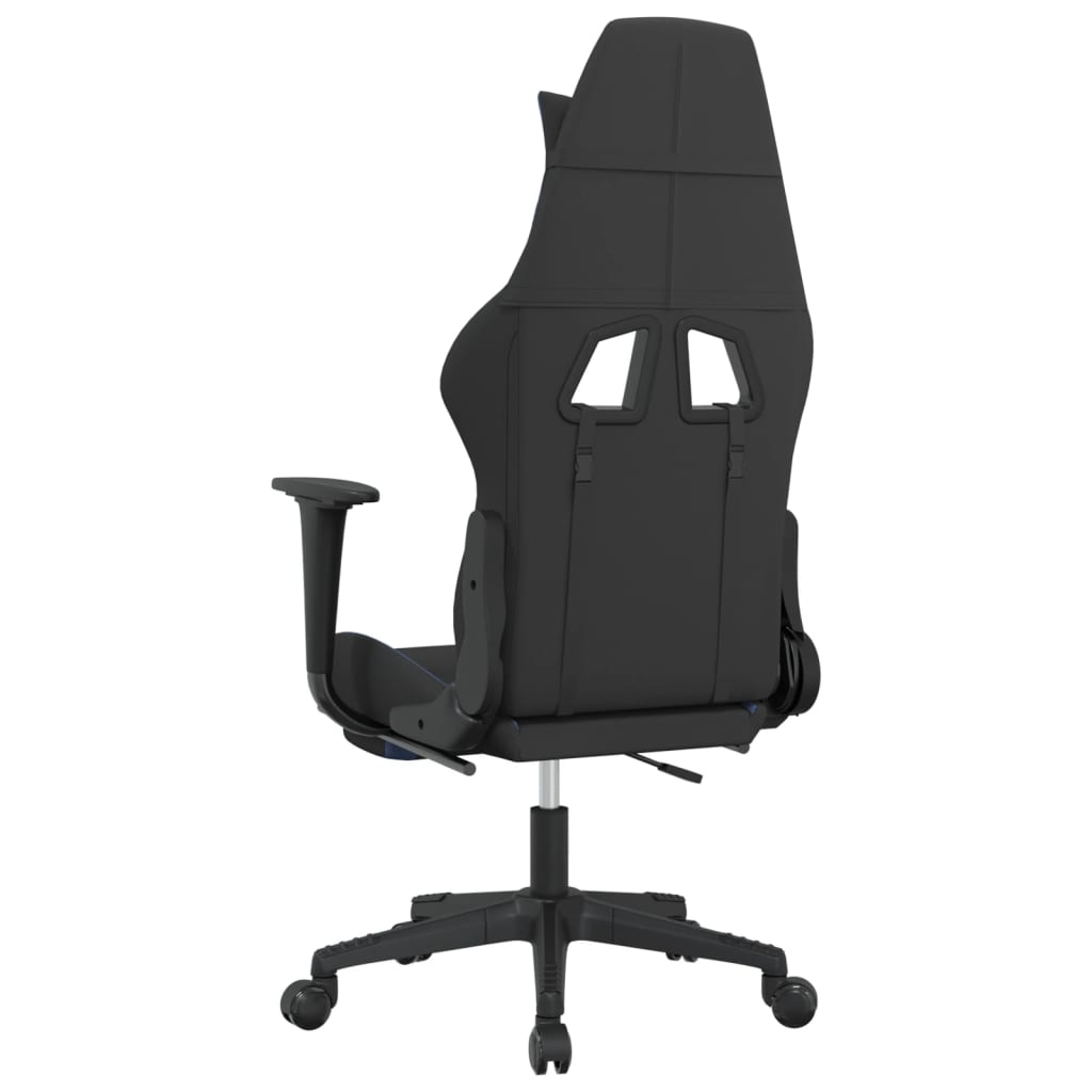Massage gamestoel met voetensteun stof zwart en blauw Blauw Met voetensteun