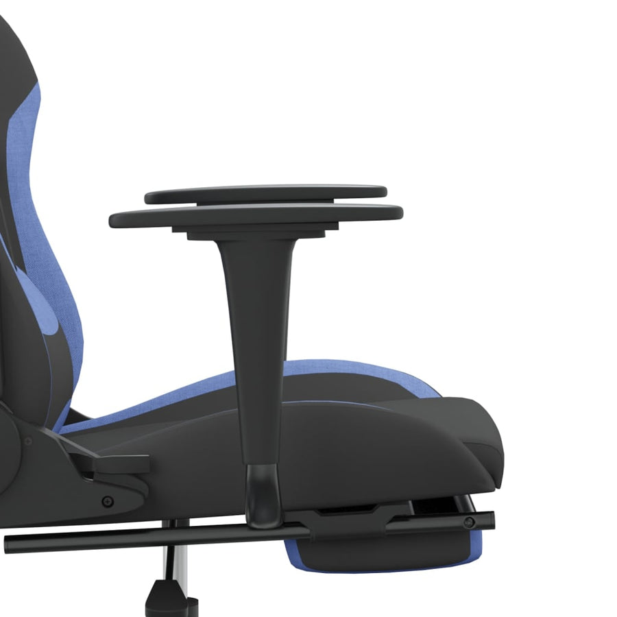 Massage gamestoel met voetensteun stof zwart en blauw Blauw Met voetensteun