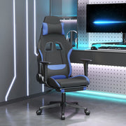 Gamestoel massage met voetensteun stof zwart blauw