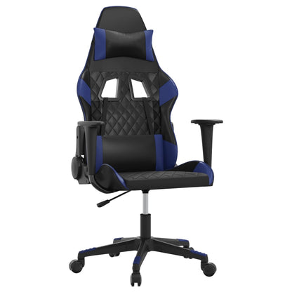 Massage gamestoel kunstleer zwart en blauw