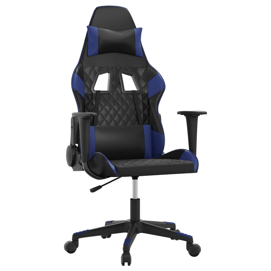 Massage gamestoel kunstleer zwart en blauw