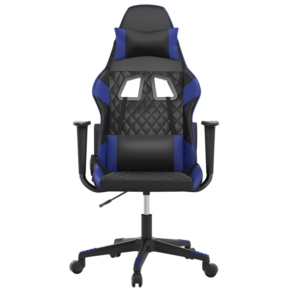 Massage gamestoel kunstleer zwart en blauw