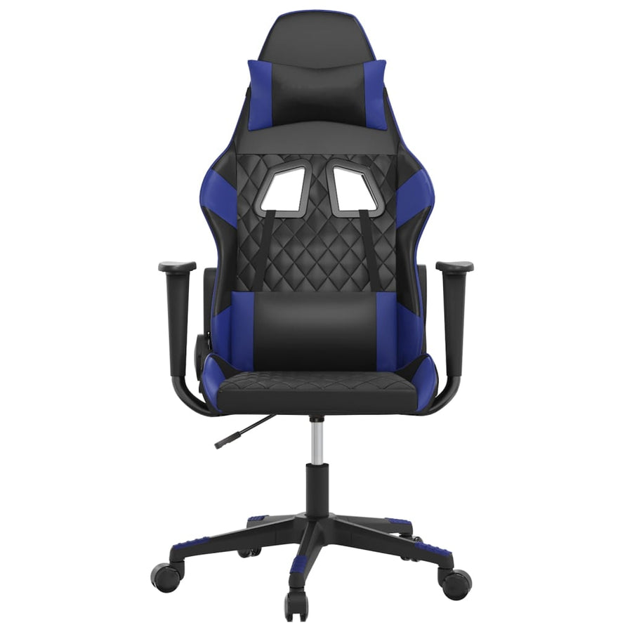 Massage gamestoel kunstleer zwart en blauw