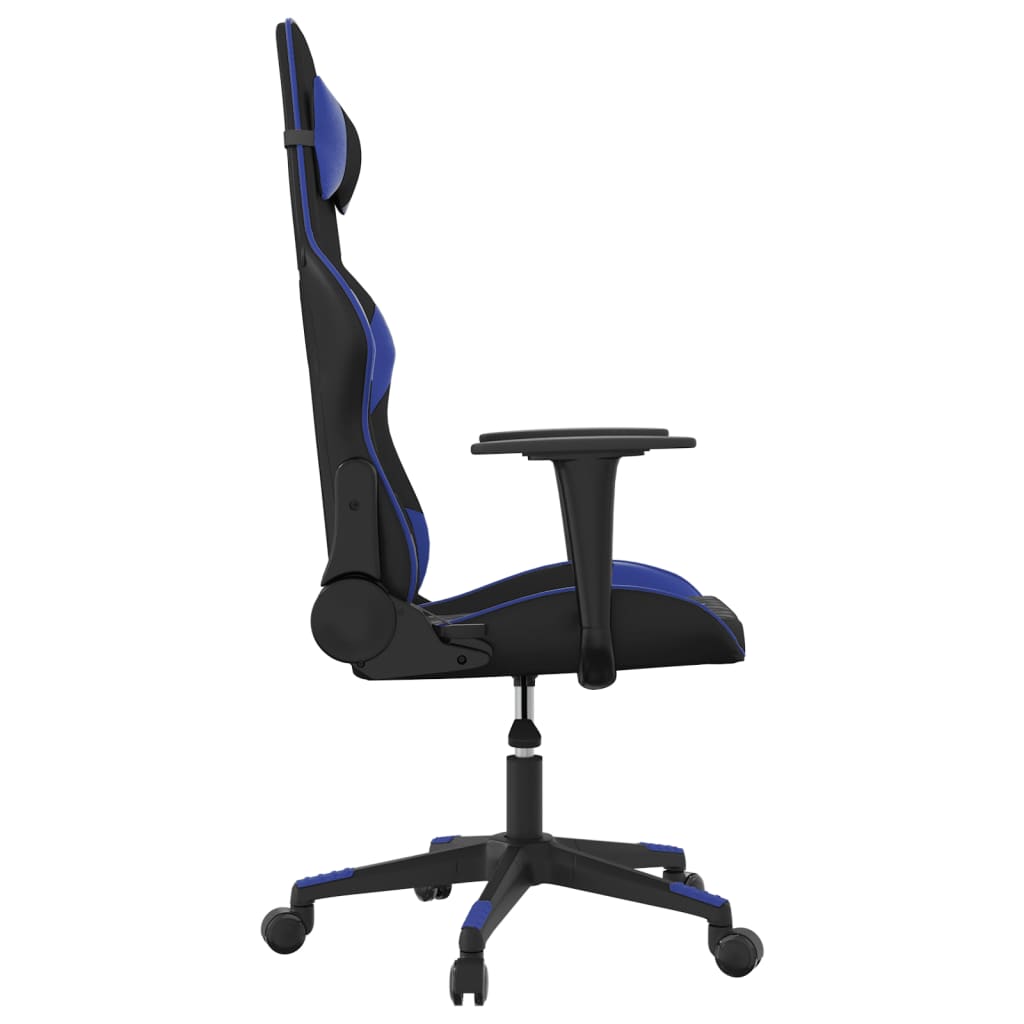 Massage gamestoel kunstleer zwart en blauw