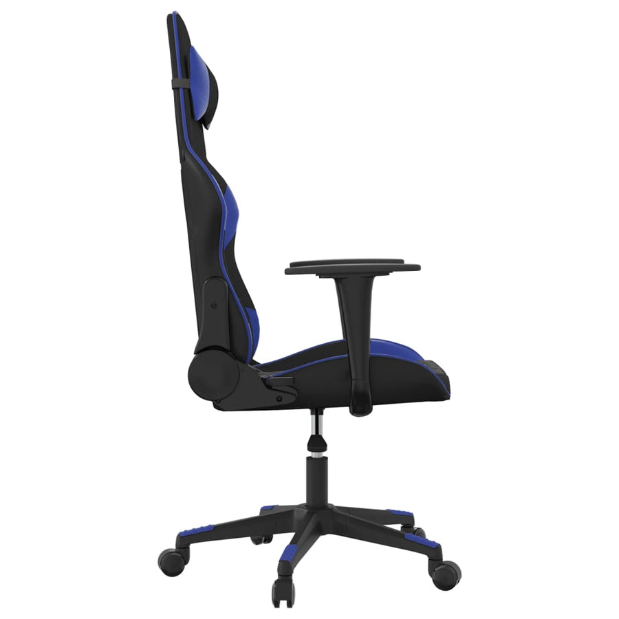 Massage gamestoel kunstleer zwart en blauw