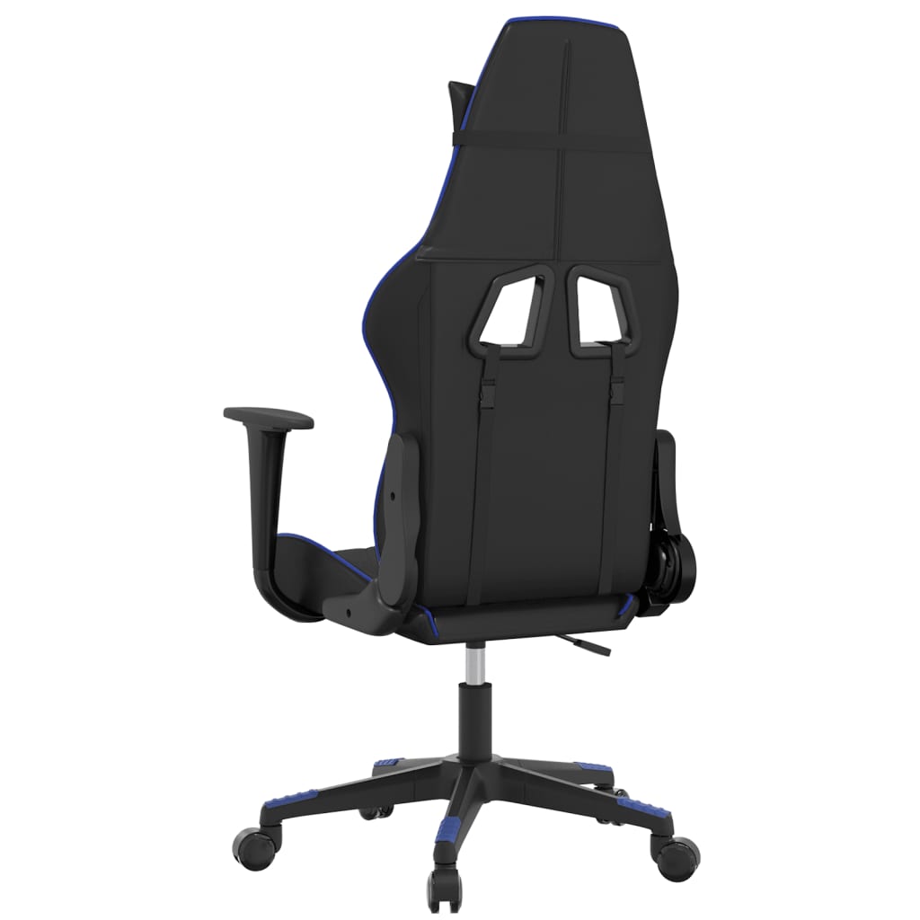 Massage gamestoel kunstleer zwart en blauw