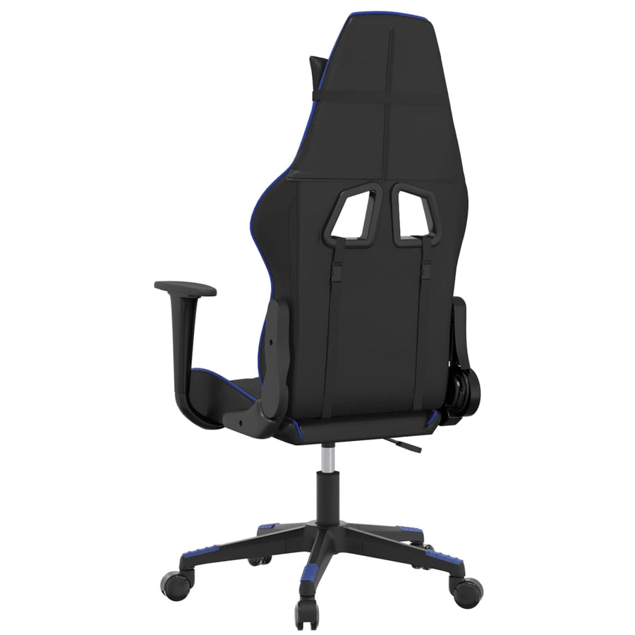 Massage gamestoel kunstleer zwart en blauw