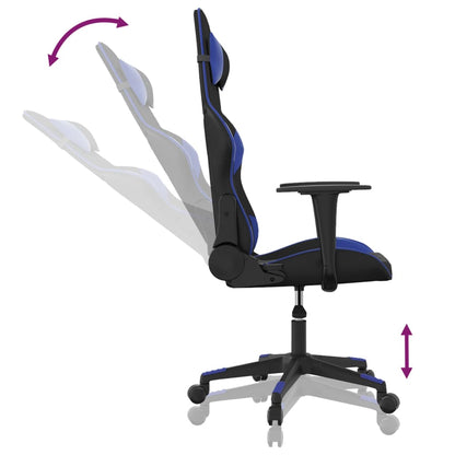 Massage gamestoel kunstleer zwart en blauw