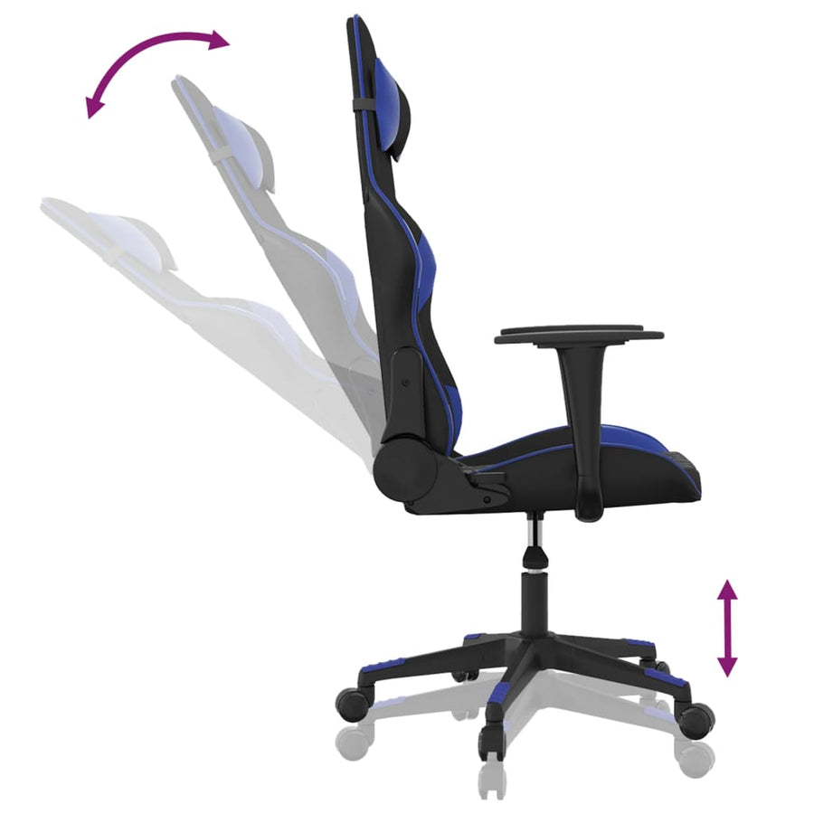 Massage gamestoel kunstleer zwart en blauw