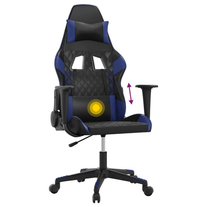 Massage gamestoel kunstleer zwart en blauw