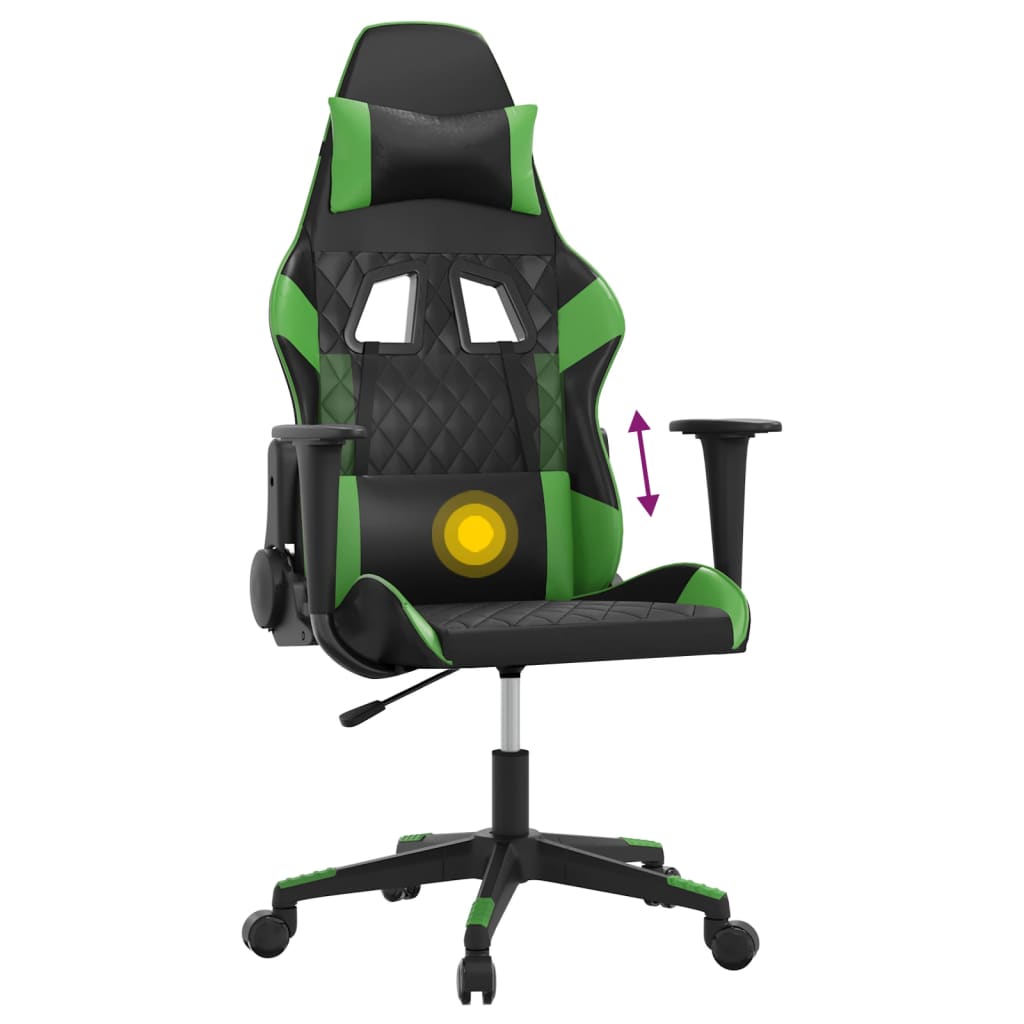 Massage gamestoel kunstleer zwart en groen