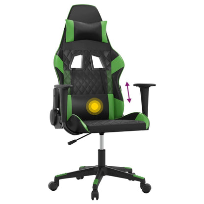 Massage gamestoel kunstleer zwart en groen