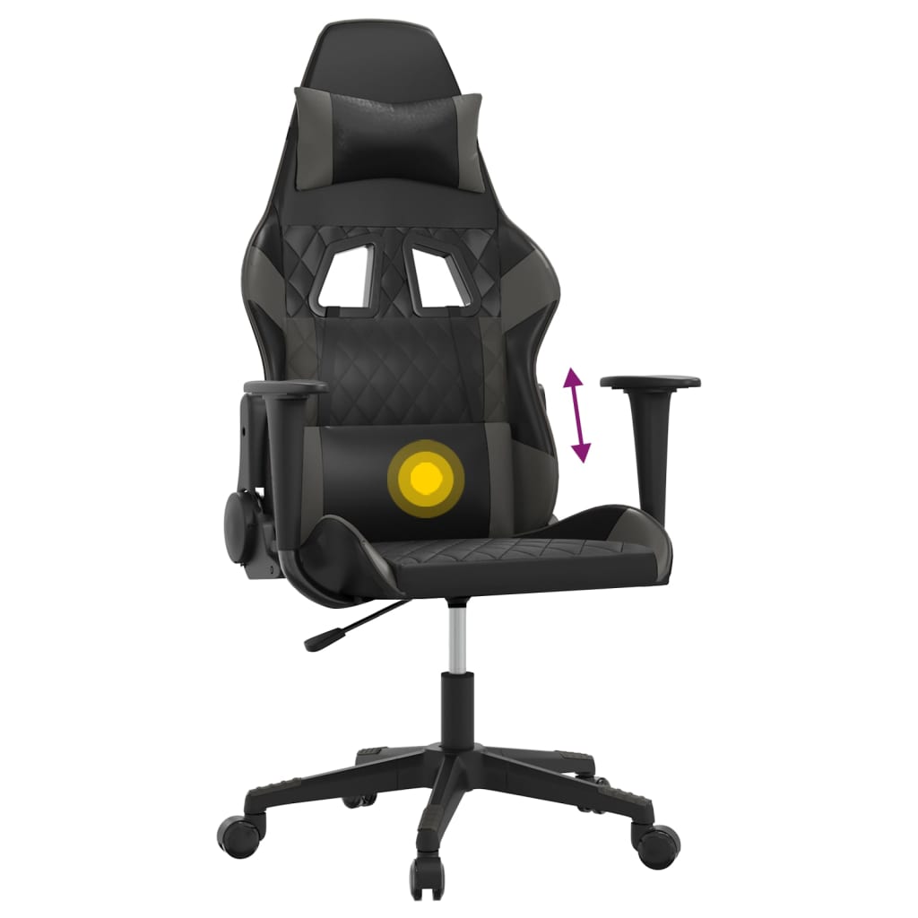Massage gamestoel kunstleer zwart en grijs