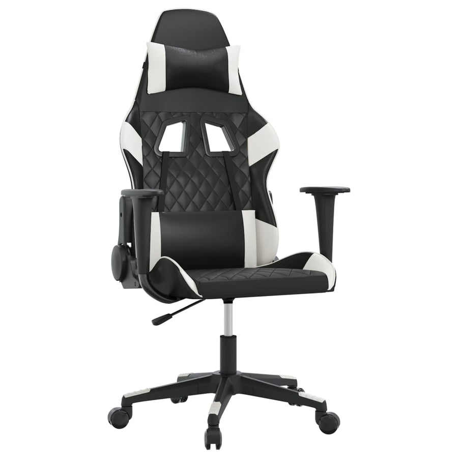 Massage gamestoel kunstleer zwart en wit
