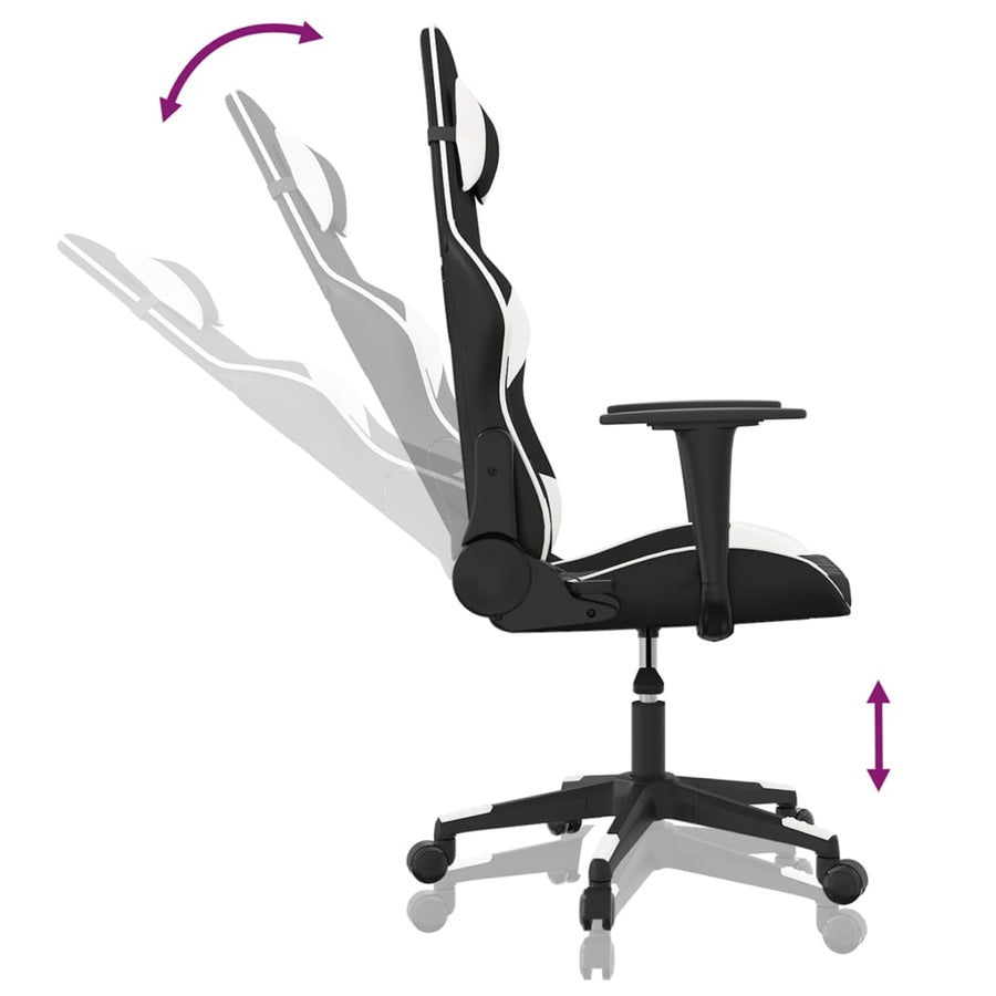 Massage gamestoel kunstleer zwart en wit