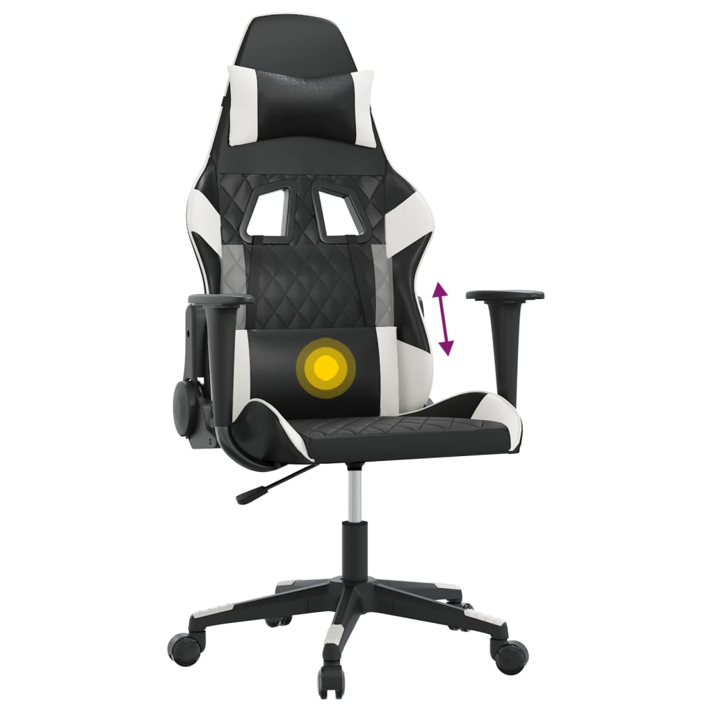 Massage gamestoel kunstleer zwart en wit