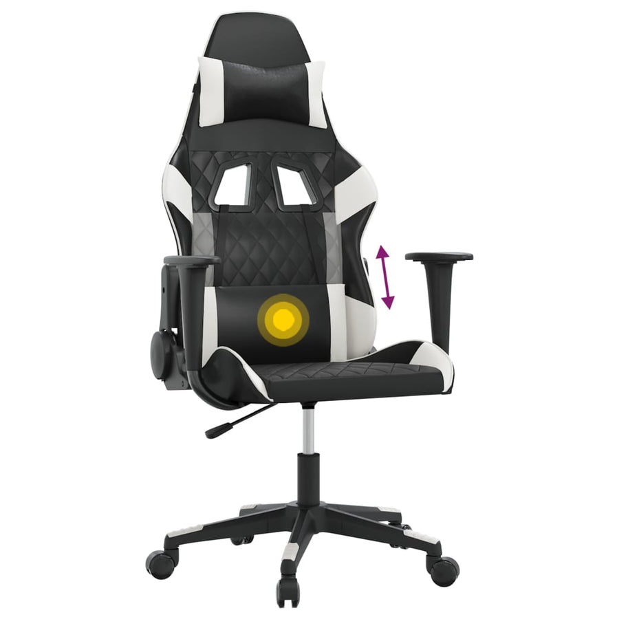 Massage gamestoel kunstleer zwart en wit