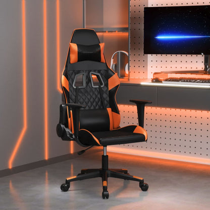 Massage gamestoel kunstleer zwart en oranje