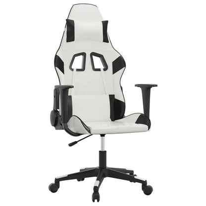 Massage gamestoel kunstleer wit en zwart