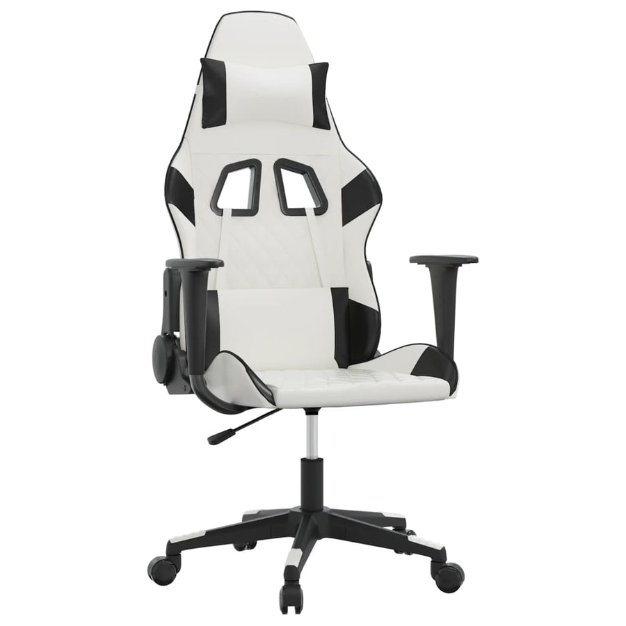 Massage gamestoel kunstleer wit en zwart