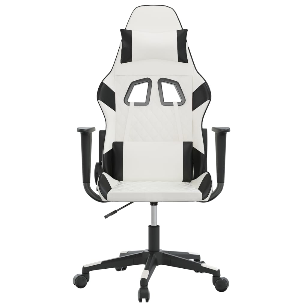 Massage gamestoel kunstleer wit en zwart