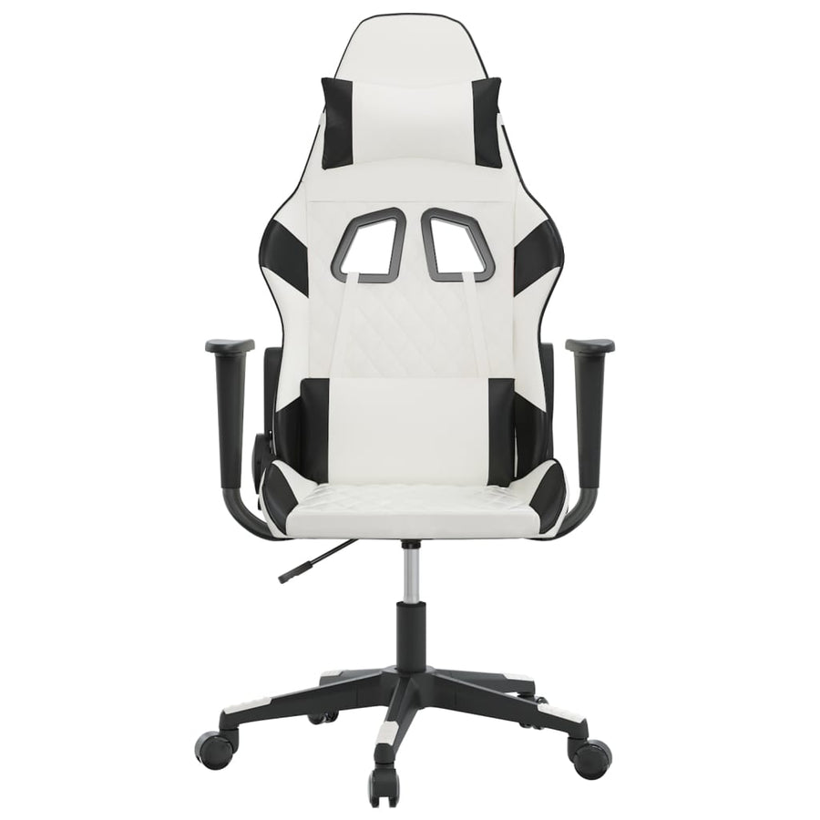 Massage gamestoel kunstleer wit en zwart