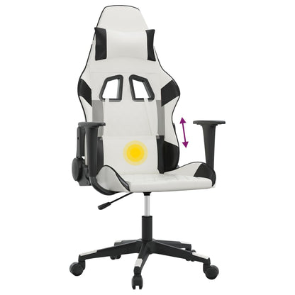 Massage gamestoel kunstleer wit en zwart