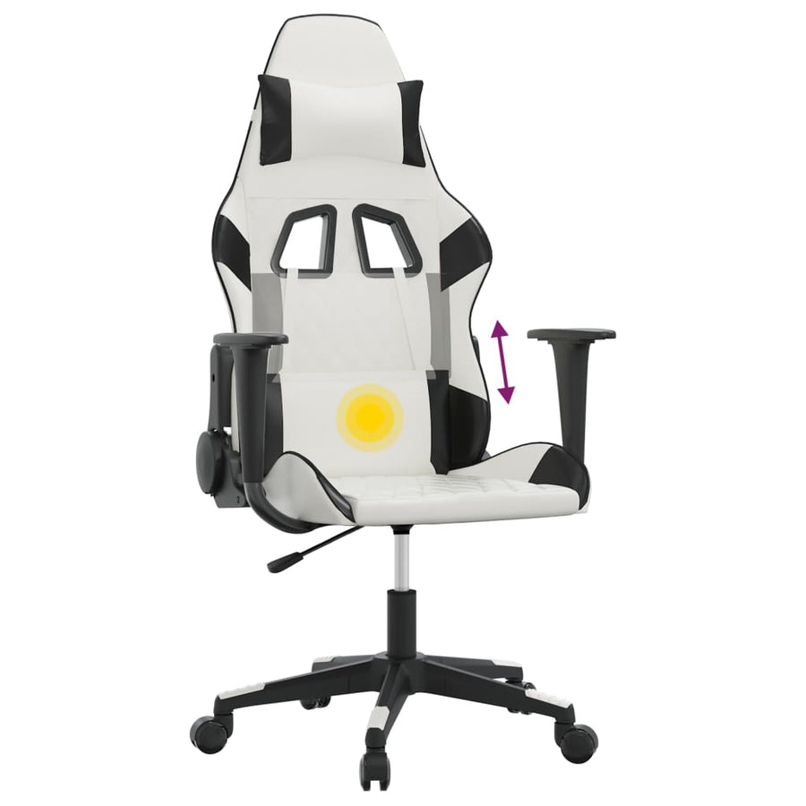 Massage gamestoel kunstleer wit en zwart